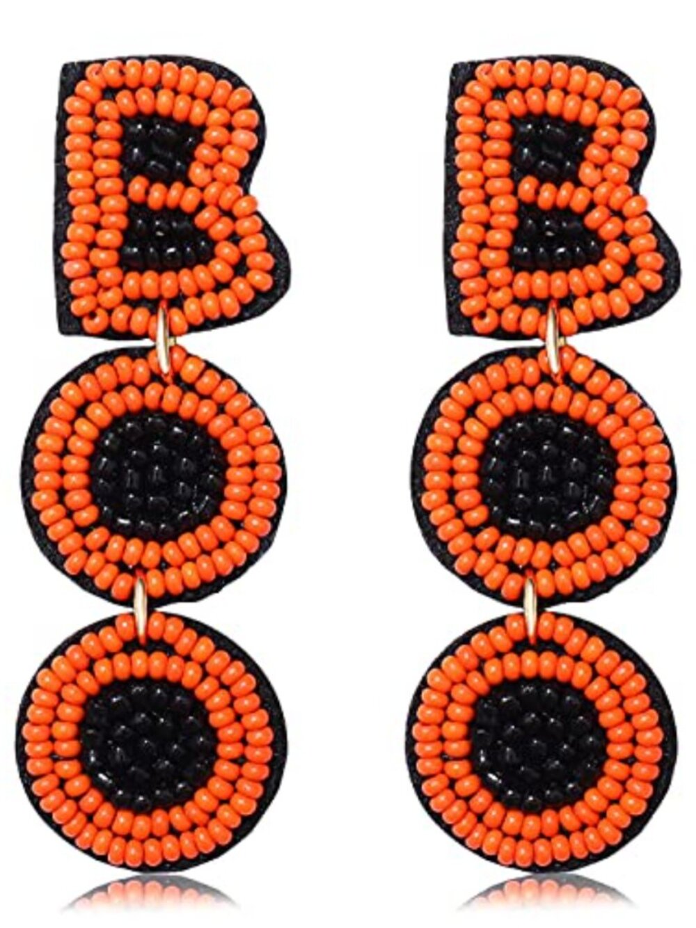 Halloween Beaded Boo Ghost Pumpkin Dangle Earrings Zinc Beads Rhinestone